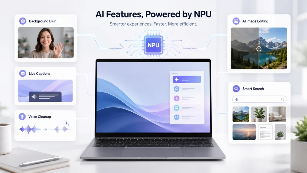 AI laptop features powered by an NPU