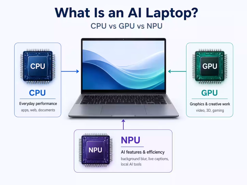 What is an AI laptop CPU GPU and NPU explained